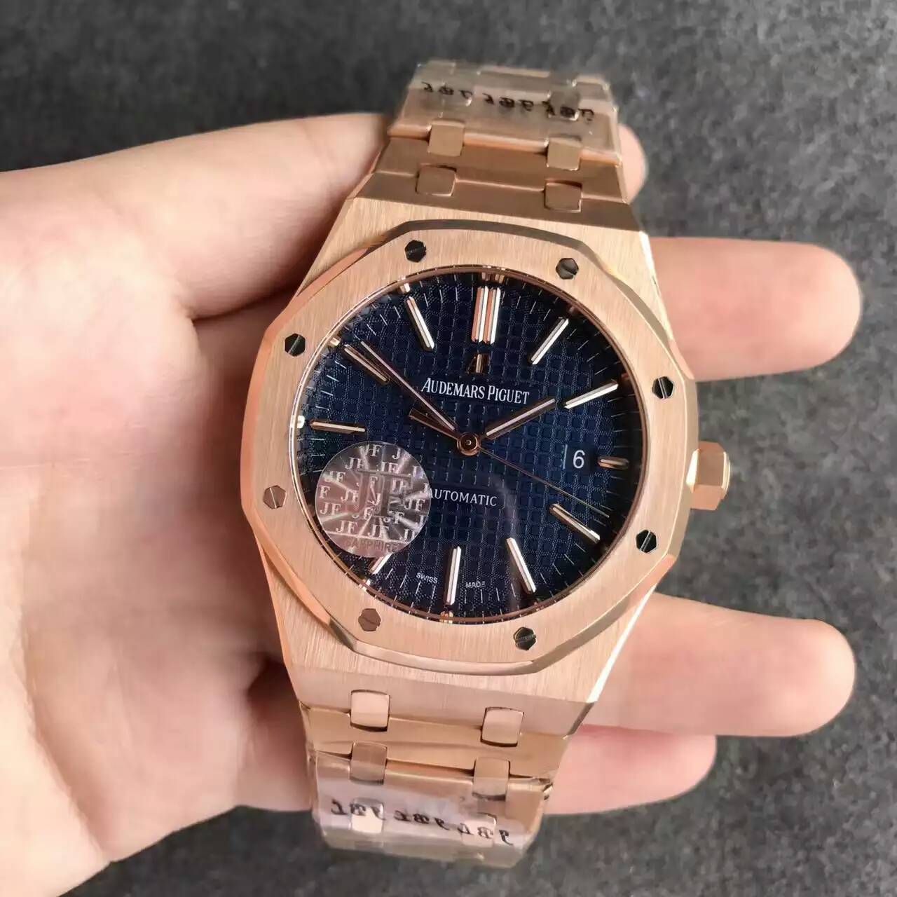 【JF廠】愛彼AP皇家橡樹系列15400全玫金藍面鋼帶版精仿手錶