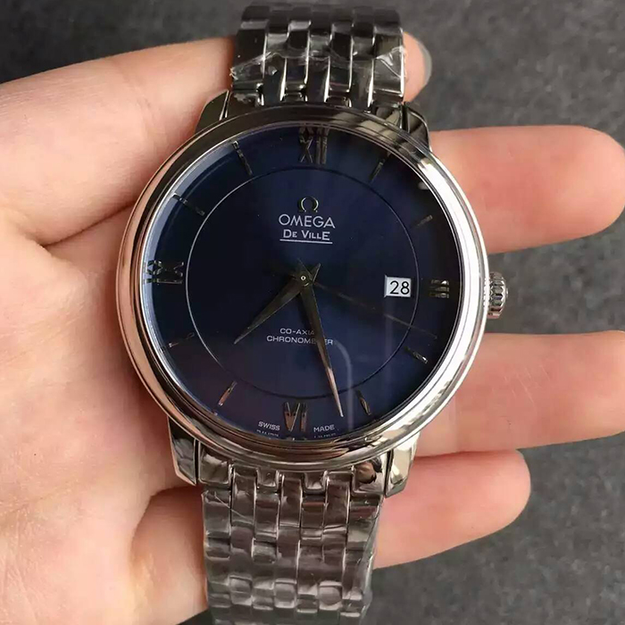 【MK超A】歐米茄（Omega）碟飛典雅系列超薄款鋼帶白面藍丁男士壹比壹精仿手錶