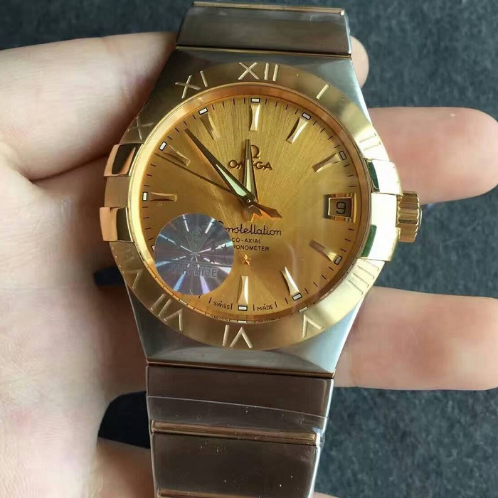 【V6廠】歐米茄Omega星座系列男款間黃金金面123.20.38.21.08.001自動機械精仿手錶