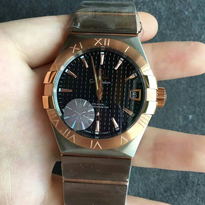 【V6廠】歐米茄Omega星座系列男款間玫金黑面自動機械精仿手錶