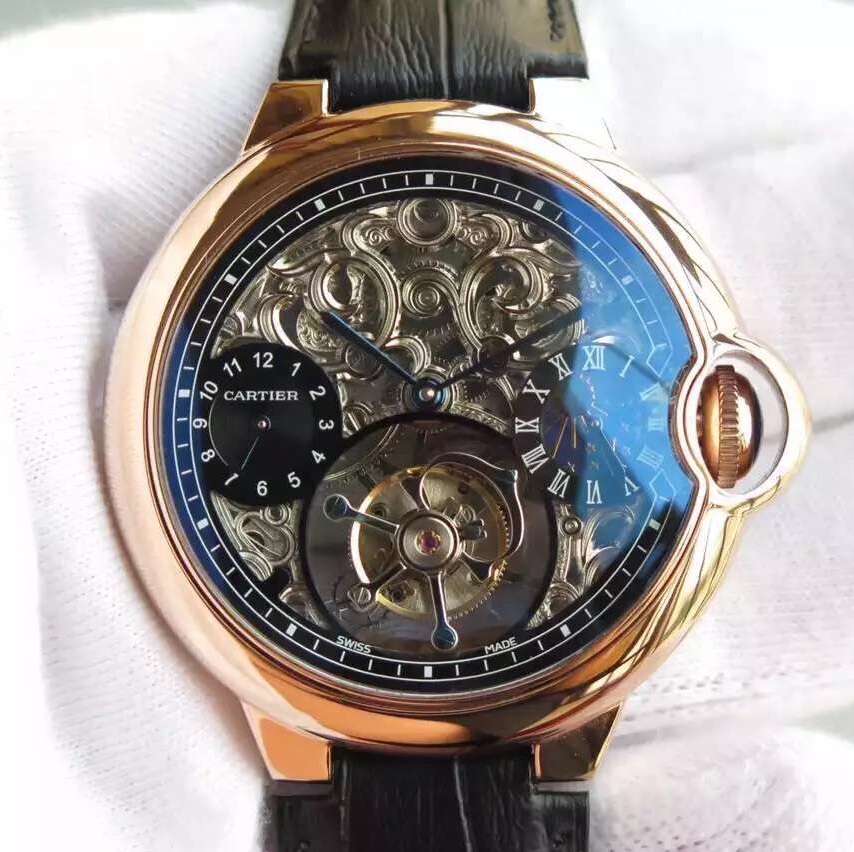卡地亞Cartier縷空真陀飛輪系列46毫米奢華男士精仿手錶