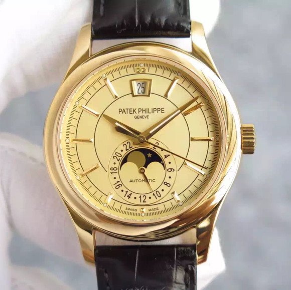 百達翡麗（Patek Philippe）復雜功能計時腕錶系列18k包金男士精仿手錶