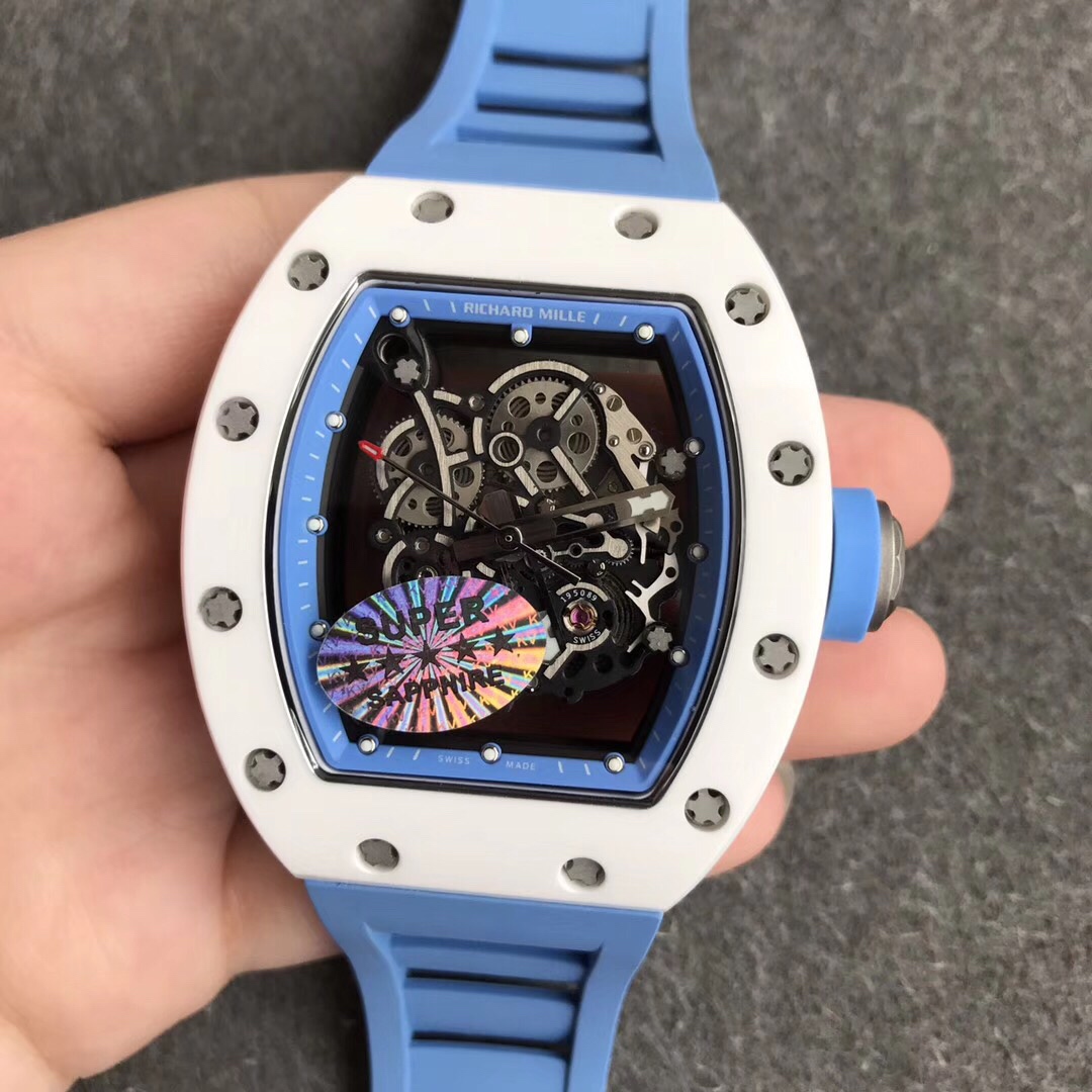 【KV廠】理查德米勒RM 055白陶瓷藍內影壹比壹精仿手錶