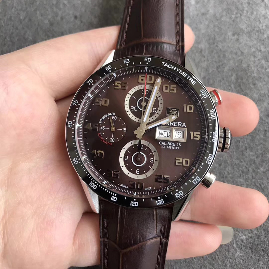 【V6超A】泰格豪雅TAG卡萊拉系列咖面皮帶雙歷計時碼錶