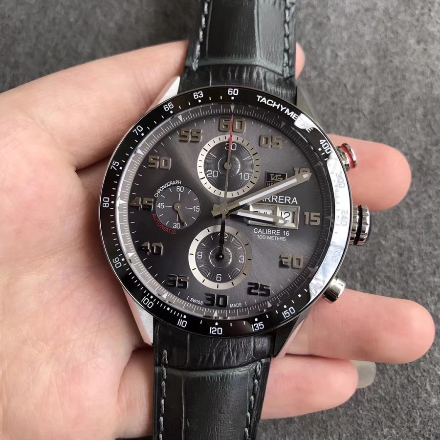 【V6超A】泰格豪雅TAG卡萊拉系列灰面皮帶雙歷計時碼錶