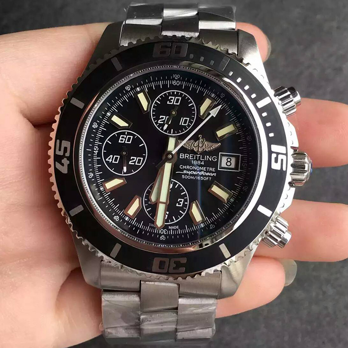 【N廠】百年靈（Breitling）超級海洋系列三眼計時錶白針自動機械壹比壹男錶