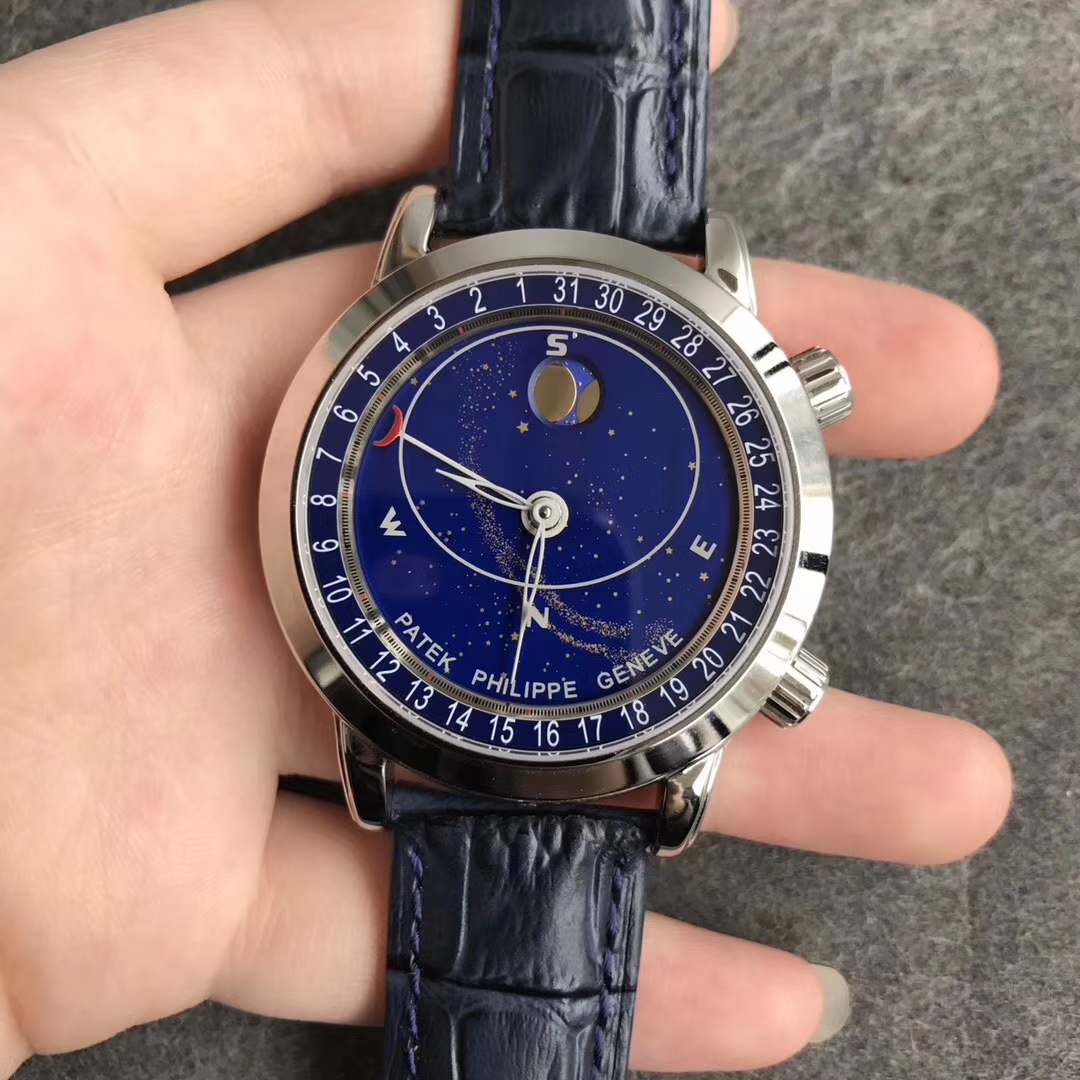 百達翡麗超級復雜功能計時系列升級版藍面星空精仿手錶