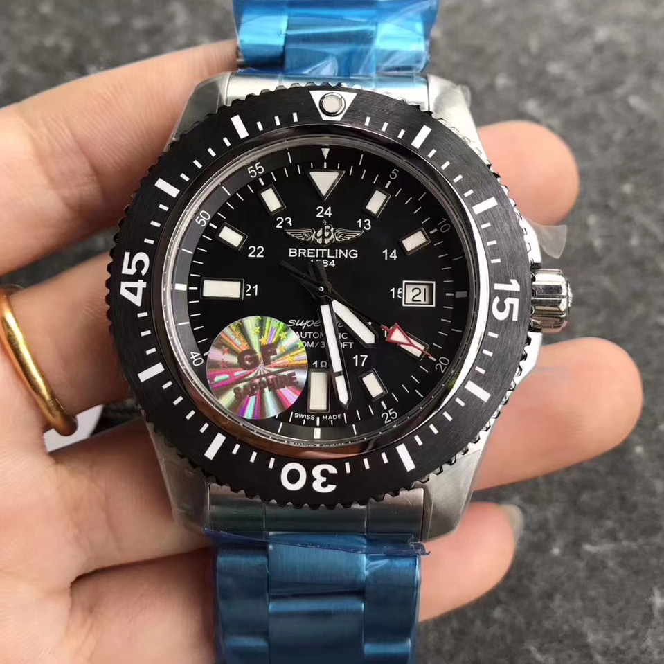【GF廠】百年靈超級海洋特別版鋼帶版黑面精仿手錶