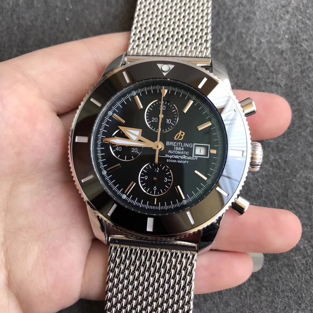 百年靈超級海洋文化二代黑面計時精仿手錶