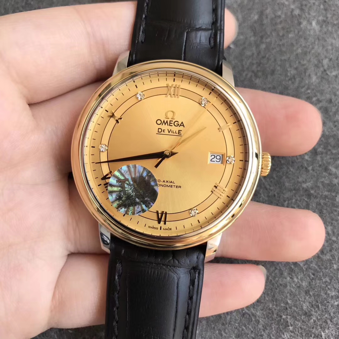 【TW廠】歐米茄碟飛典雅系列經典款間黃金金面鉆丁精仿手錶
