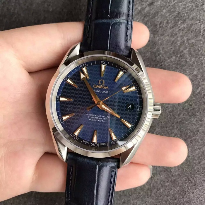 【JH廠】歐米茄（Omega）海馬系列150米裏約奧運會紀念款藍面皮帶版男士自動機械精仿手錶