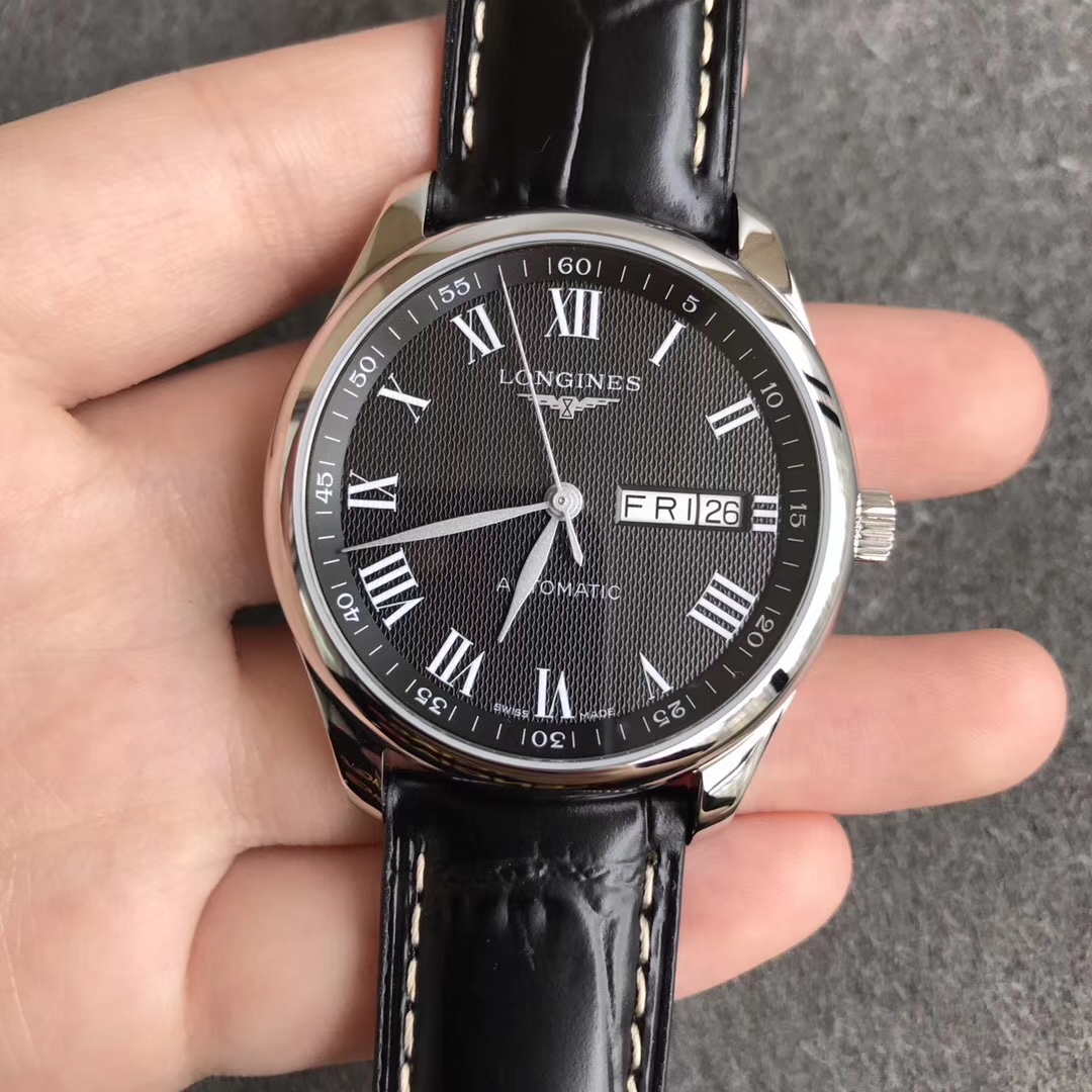 【LG廠超A】浪琴名匠雙歷L2.775黑面皮帶版精仿手錶