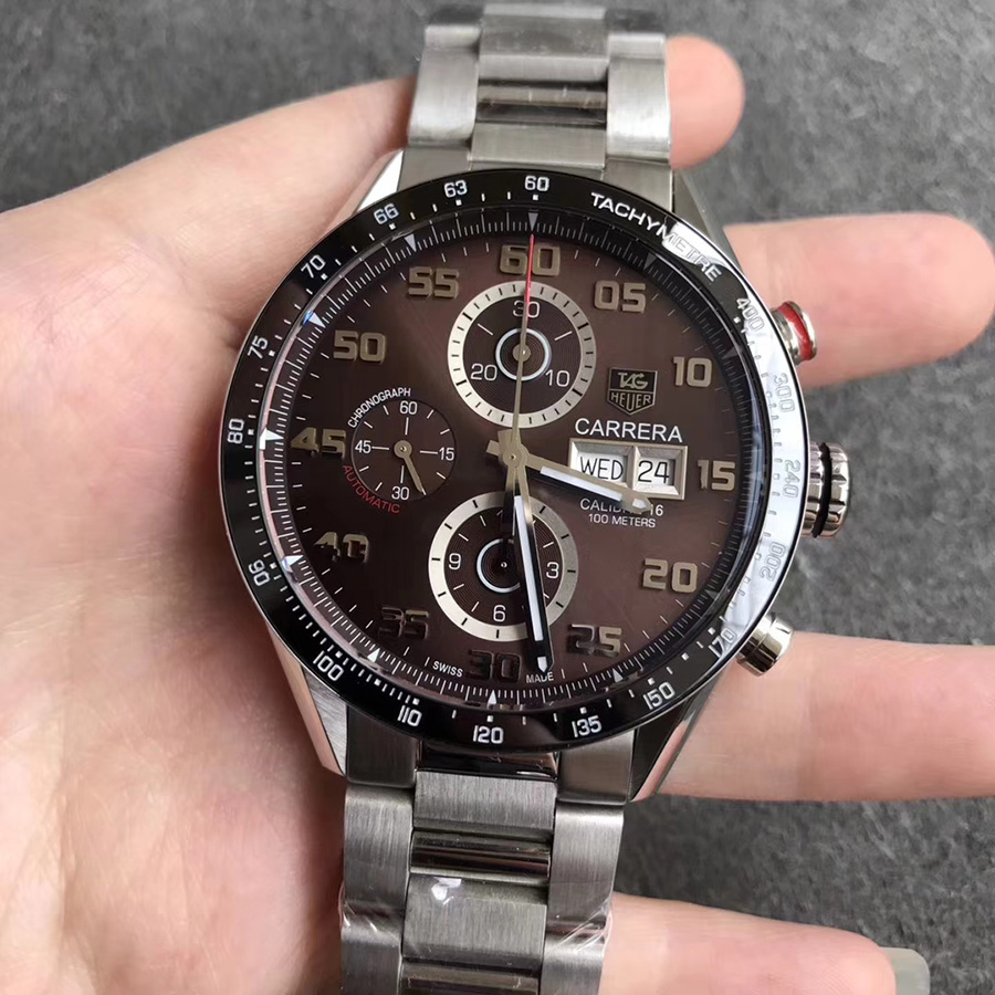 【V6超A】泰格豪雅TAG卡萊拉系列咖面鋼帶雙歷計時碼錶