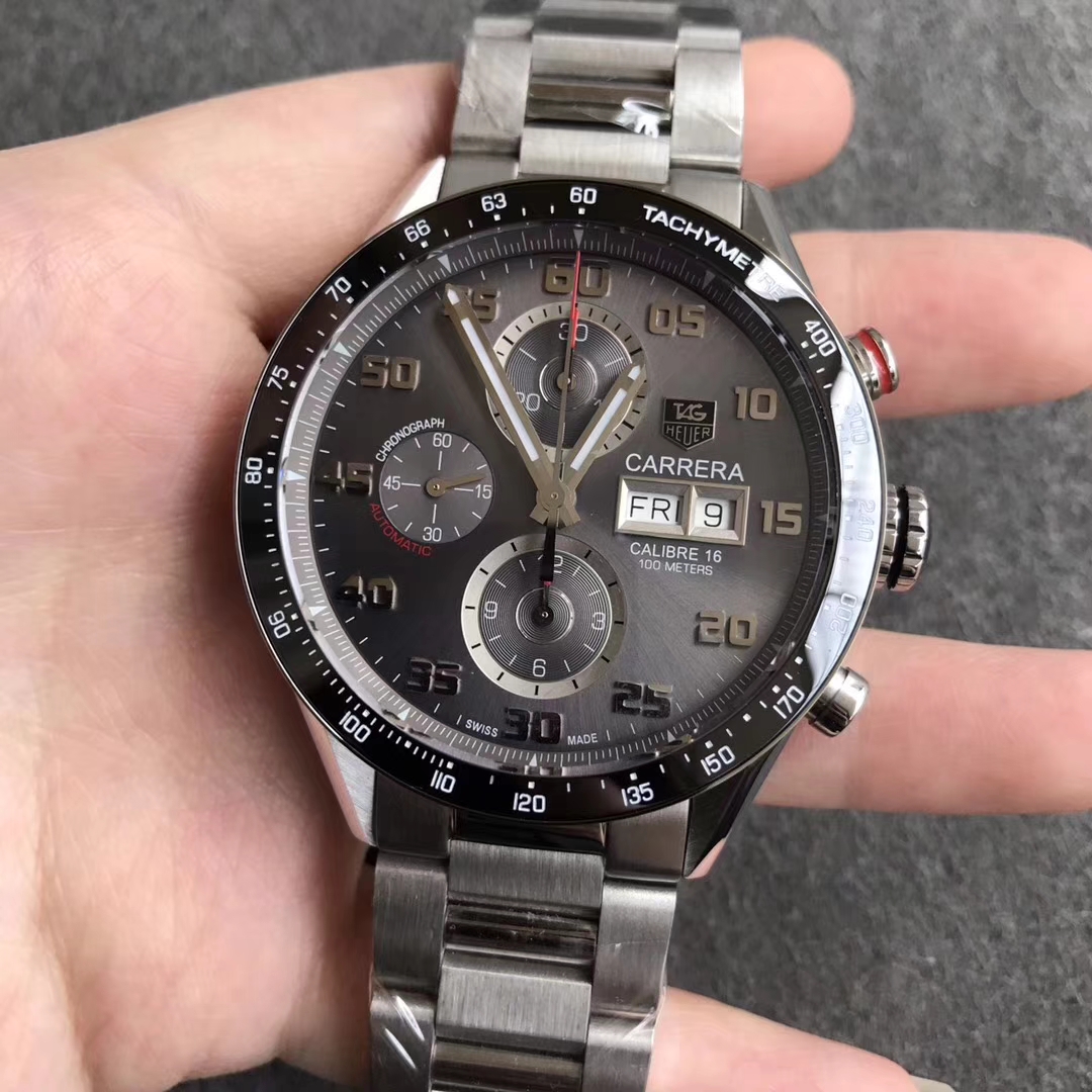 【V6超A】泰格豪雅TAG卡萊拉系列灰面鋼帶雙歷計時碼錶