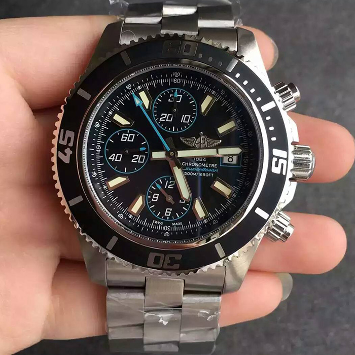 【N廠】百年靈（Breitling）超級海洋系列三眼計時錶藍針自動機械壹比壹男錶