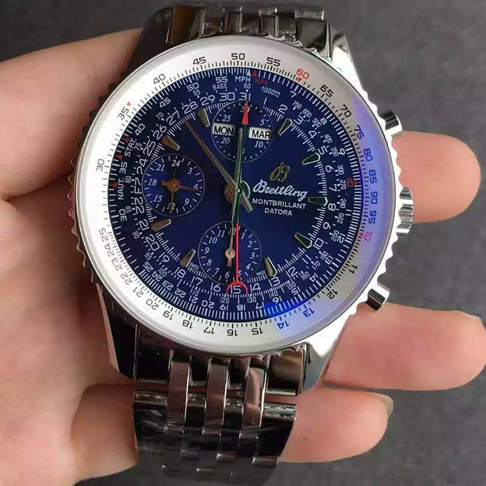 【JF廠】百年靈（Breitling）Montbrillant Datora（蒙柏朗系列）計時腕錶藍面自動機械壹比壹男錶