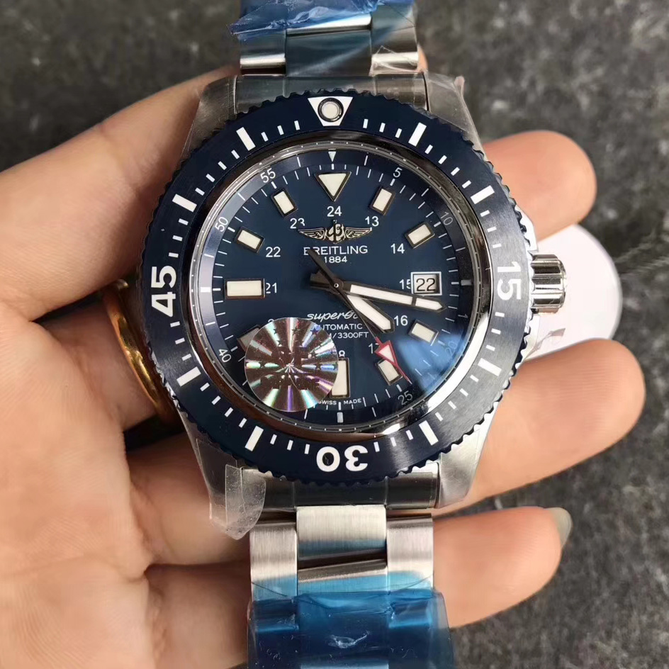 【GF廠】百年靈超級海洋特別版鋼帶版藍面精仿手錶