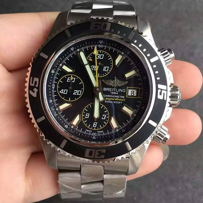 【N廠】百年靈（Breitling）超級海洋系列三眼計時錶黃針自動機械壹比壹男錶