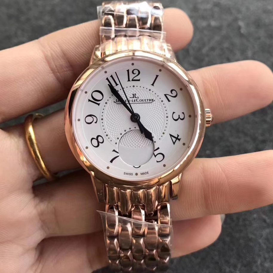 2017日內瓦錶展積家約會系列大月相金殼鋼帶女士精仿手錶