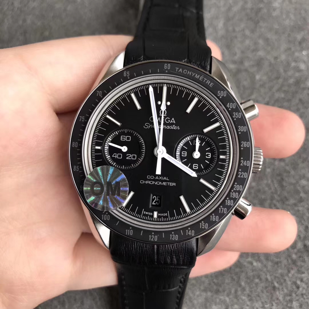 【OM廠超A】歐米茄（Omega）超霸系列黑面白針皮帶版311.33.44.51.01.001月球錶