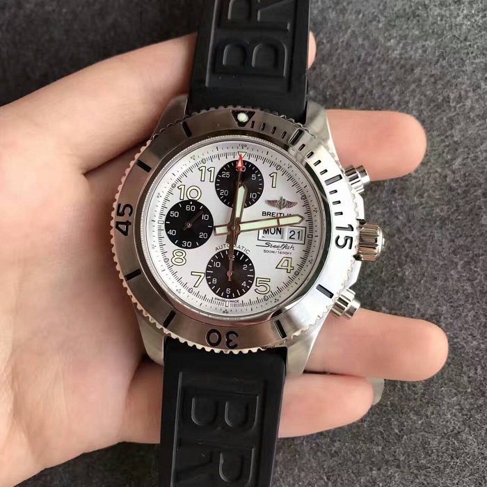 【N廠超A】百年靈（Breitling）超級海洋鋼魚計時腕錶系列白面自動機械壹比壹男錶