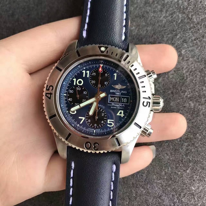 【N廠超A】百年靈（Breitling）超級海洋鋼魚計時腕錶系列藍面自動機械壹比壹男錶