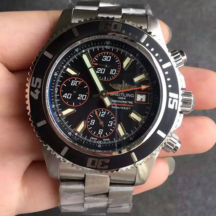 【N廠】百年靈（Breitling）超級海洋系列三眼計時錶橙針自動機械壹比壹男錶
