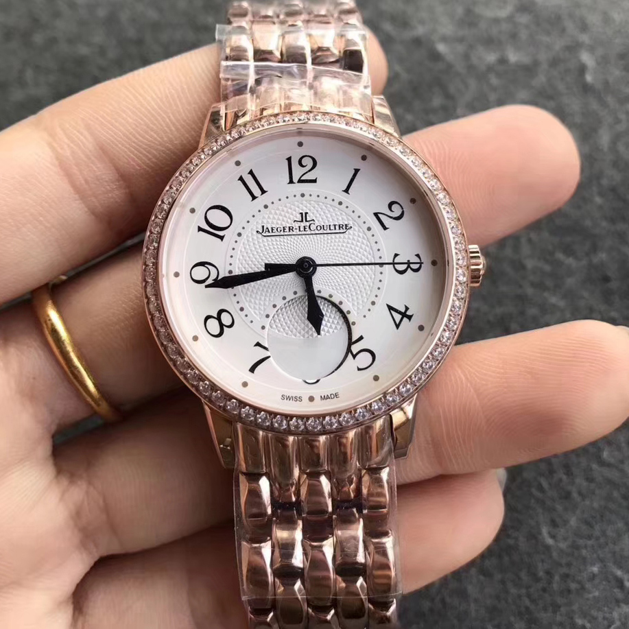 2017日內瓦錶展積家約會系列大月相金殼鋼帶女士精仿手錶