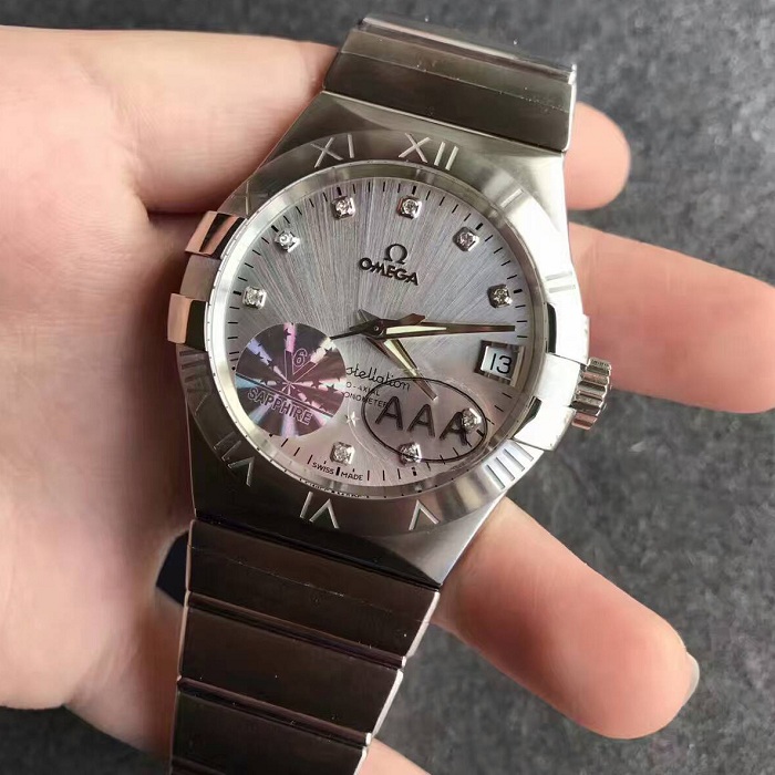 【V6廠】歐米茄Omega星座系列男款銀面鉆丁自動機械精仿手錶