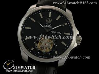 高仿超A 豪雅TAGHeuer手表 卡来拉系列 陀飞轮 黑色表盘 黑色皮带 海欧飞轮机芯 TAG0153