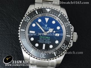 劳力士Rolex-深潛Sea-Dweller系列 44MM 1:1 BP版 黑色陶瓷表圈 渐蓝色表盘 仿瑞士ETA-2836机芯 RL0256